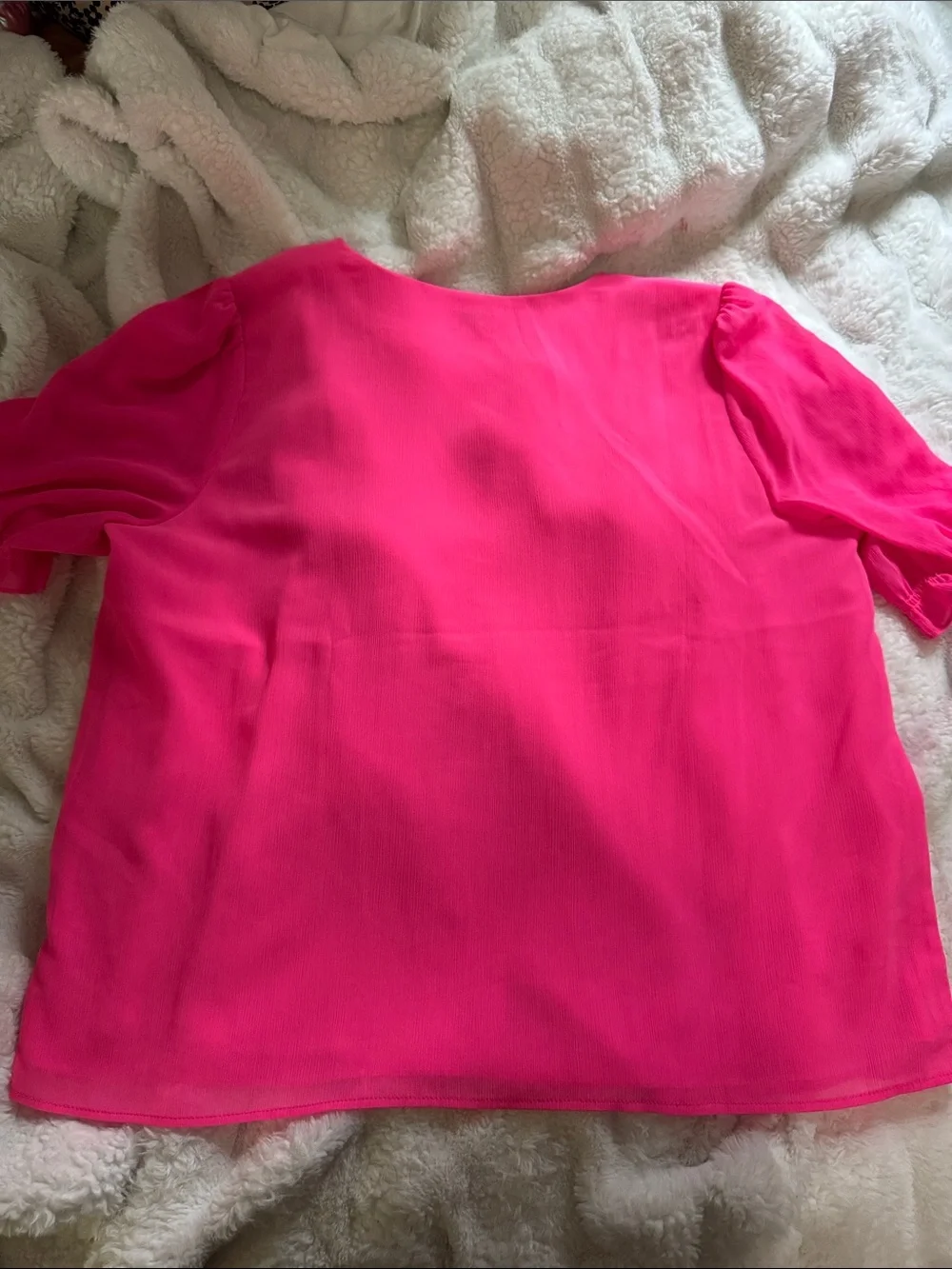 J. Crew Bright Fuchsia V-Neck Button-Front Blouse